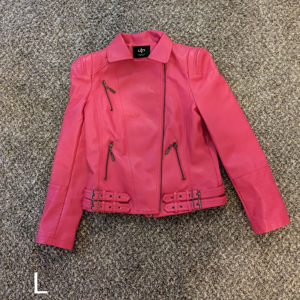 Hot pink leather jacket